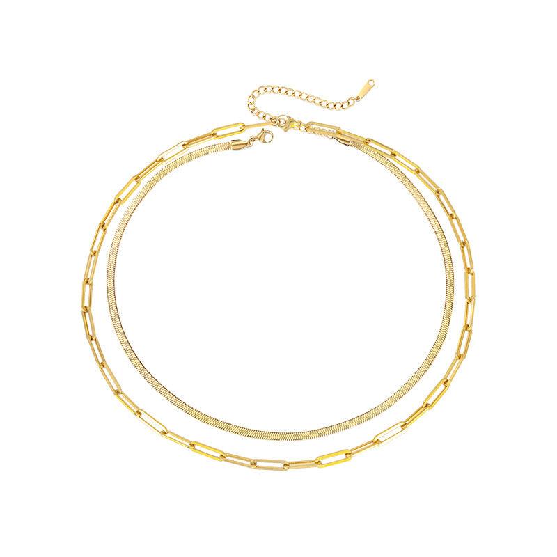Simple Layered Necklace Double Layered Necklace - WOMONA.COM
