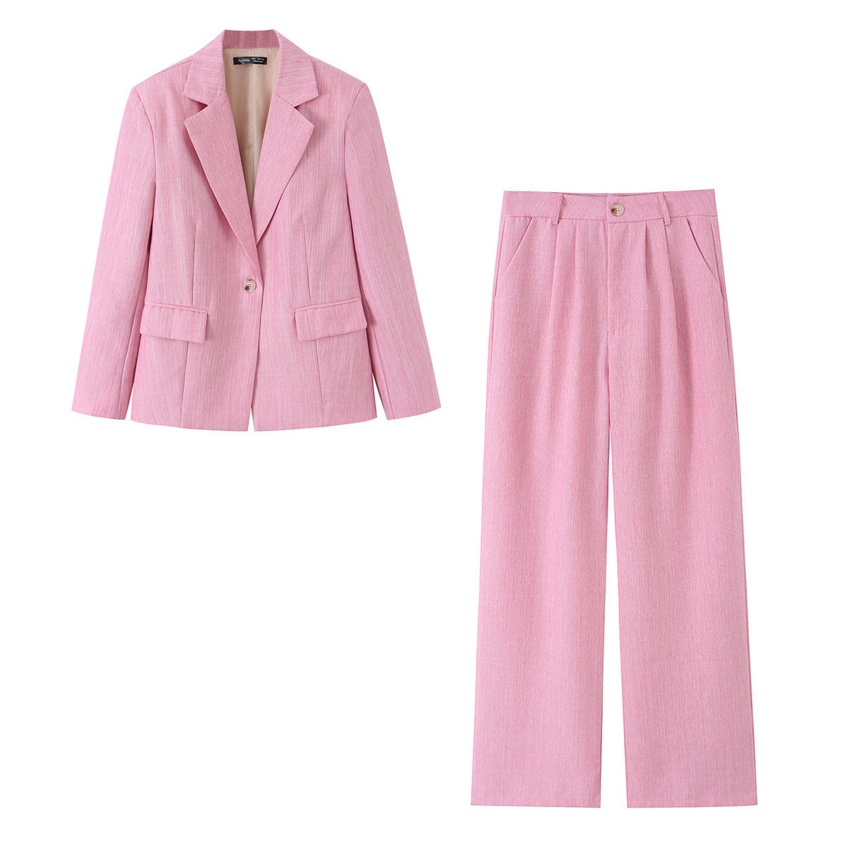 Women's Pink Blazer & Pleated Wide-Leg Trousers Set - alternate product view 5