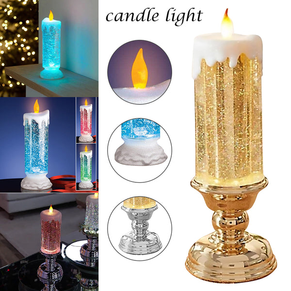 Rechargeable Color Electronic LED Waterproof Candle With Glitter Color - WOMONA.COM