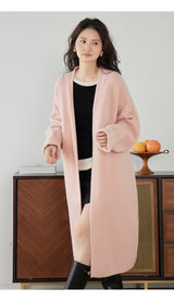 Long Knitted Cardigan Coat Women's Loose Knitted Top - WOMONA.COM