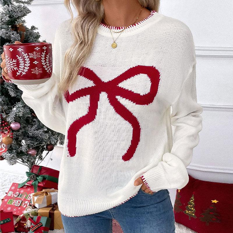 Long Sleeves Round Neck Christmas Sweater - WOMONA.COM