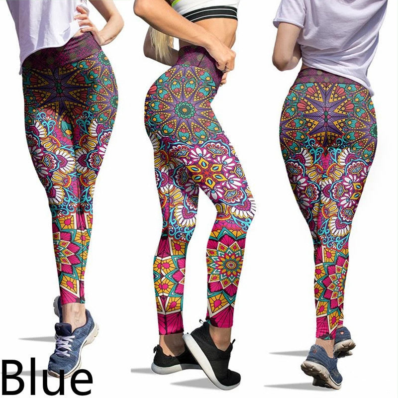 Slim-fit Printed Trousers Yoga Pants