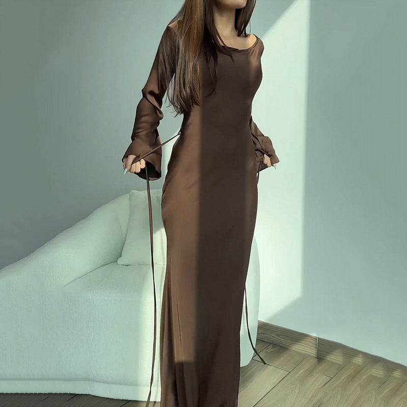 Ladies Autumn New Fashion Elegant Long Sleeve Loose Dress - WOMONA.COM