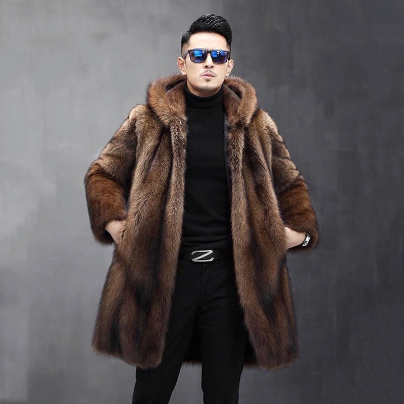 Men's Long Warm Mink Fur Coat - WOMONA.COM