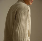 Lazy And Versatile Wool Turtleneck Half Loose Zip Sweater