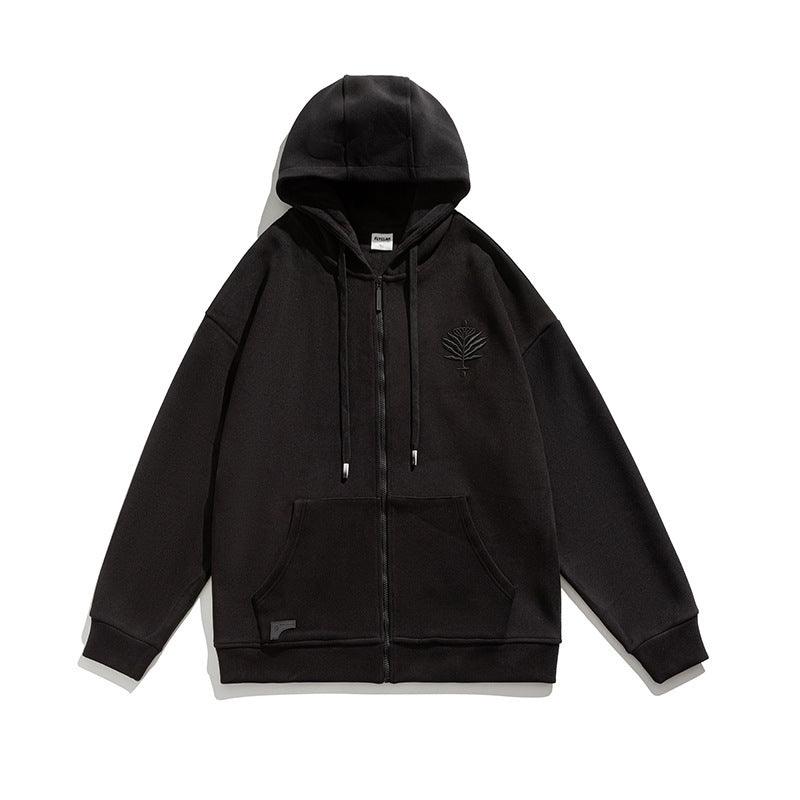 Embroidered Loose Sports Zipper Jacket - WOMONA.COM