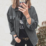 Long Sleeve Lapel Loose Thick Shirt For Women