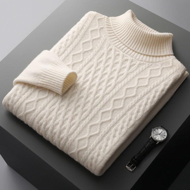 Heavy Industry Thick Cashmere Sweater Men's High Lapel Pullover - WOMONA.COM