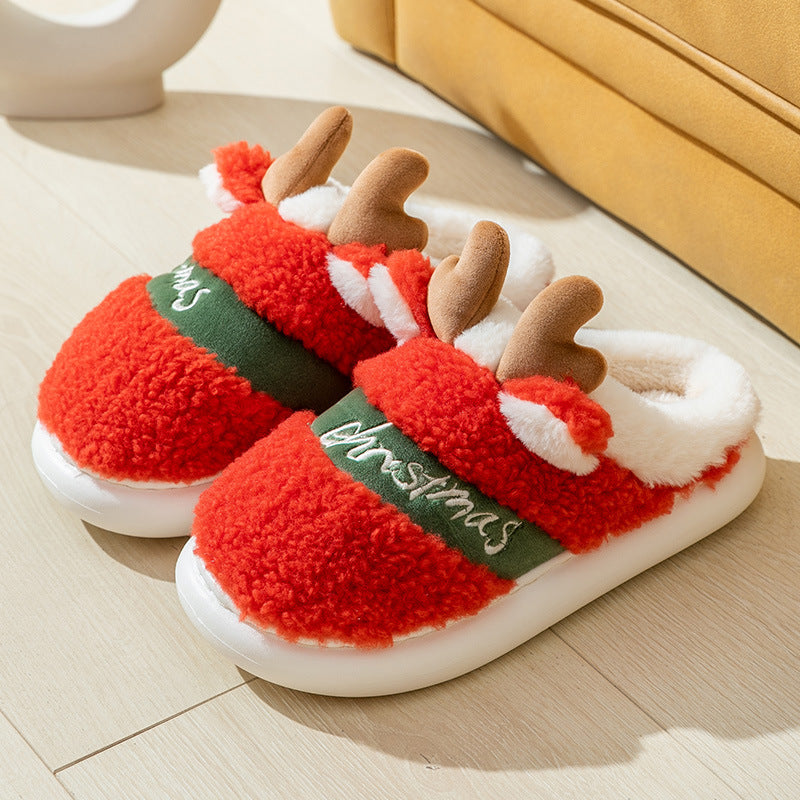 Christmas Shoes Winter Home Slippers Elk Soft Cozy Bedroom Slipper - WOMONA.COM