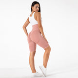 Women Sports Running Seamless Fitness Workout High Waist Yoga Shorts - WOMONA.COM