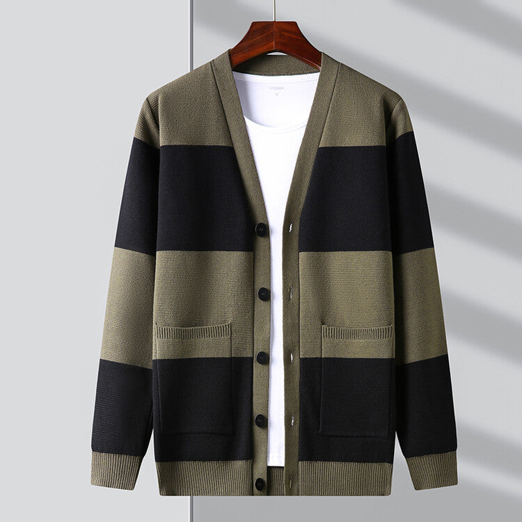 Long Sleeve Color Matching Casual Sweater Coat