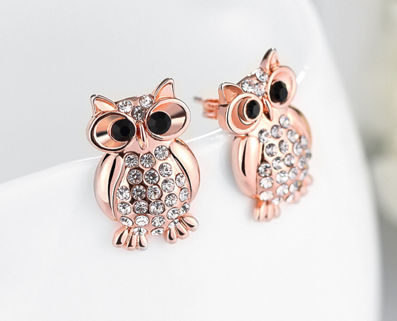 Fashion owl stud earrings - WOMONA.COM