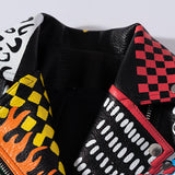 Printed Hit Color Motorcycle Leather Jacket Women's - WOMONA.COM