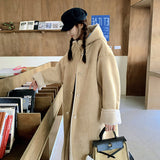 Single-breasted Khaki Retro Fur Coat - WOMONA.COM