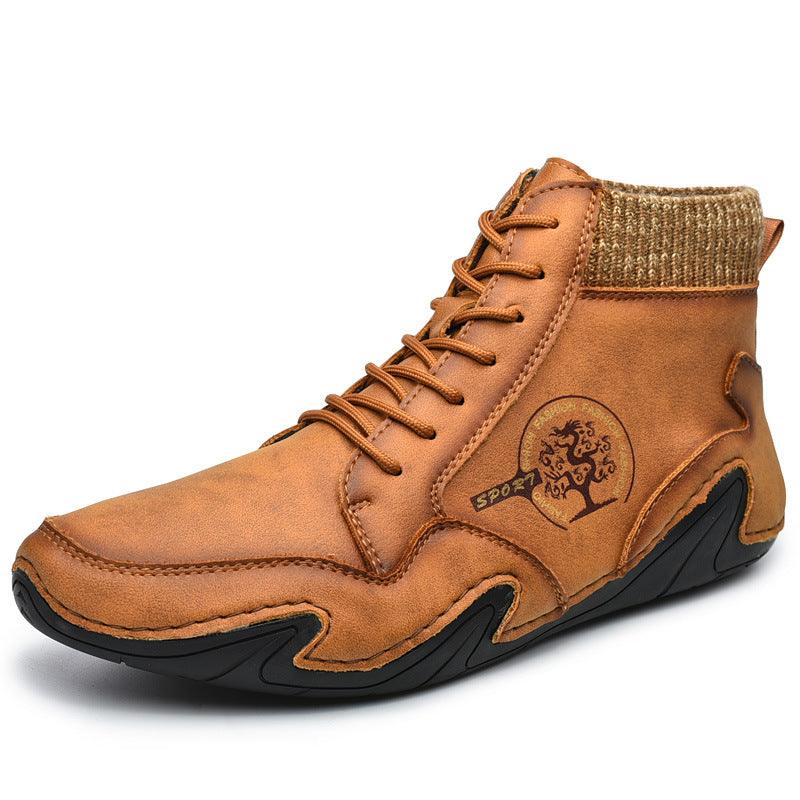 Men Ankle Boots High Top High Quality Flats Shoes - WOMONA.COM