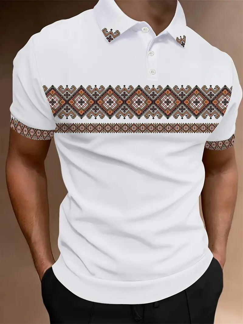 Camisa polo de manga corta con solapa y botones para hombre