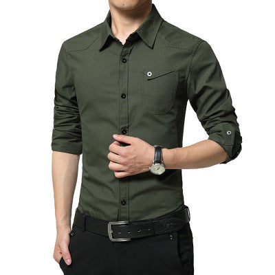 Spring Men's Shirts, Long Sleeves, Pure Cotton - WOMONA.COM