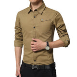 Spring Men's Shirts, Long Sleeves, Pure Cotton - WOMONA.COM