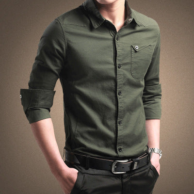 Spring Men's Shirts, Long Sleeves, Pure Cotton - WOMONA.COM