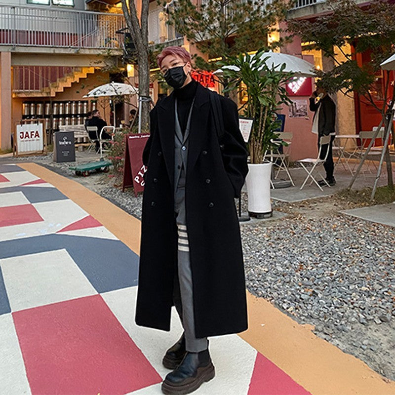 Men's Coat Long Knee Length Korean Version - WOMONA.COM