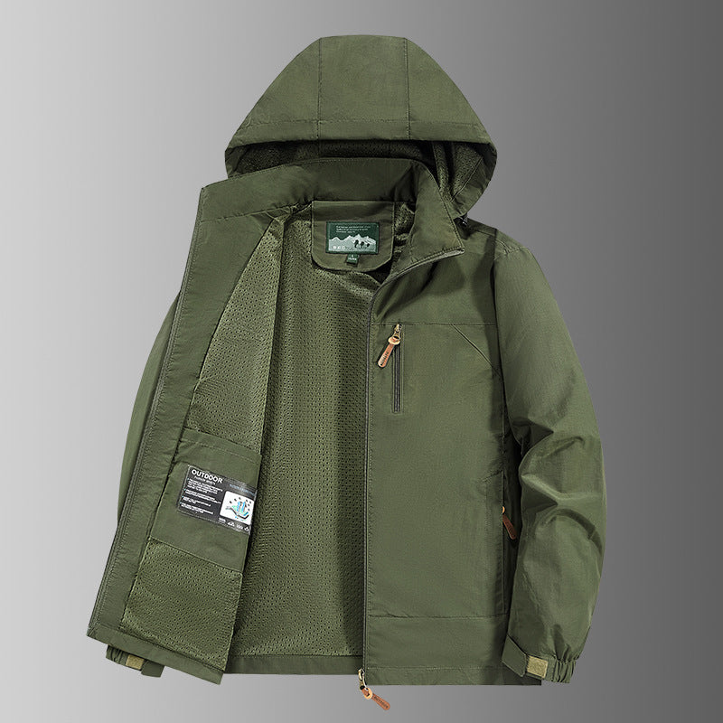 Men's Lightweight Hooded Utility Jacket, Army Green - product view 6