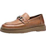 Lederschuhe Herren Sommer Atmungsaktiv Authentisches Leder Aushöhlen Herren Slip-on