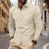 Button Casual Long Sleeve Shirt Top Men - WOMONA.COM