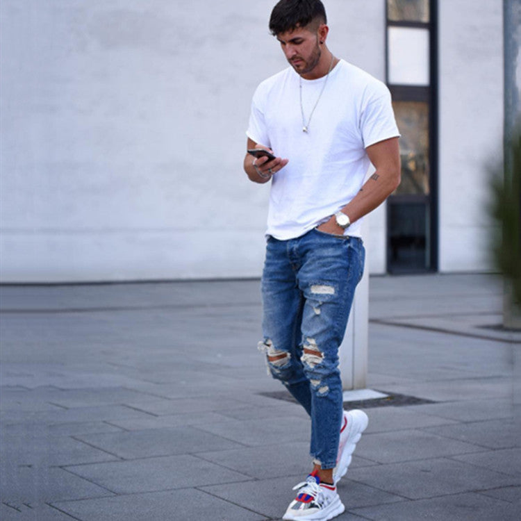 Hole men\'s jeans - WOMONA.COM