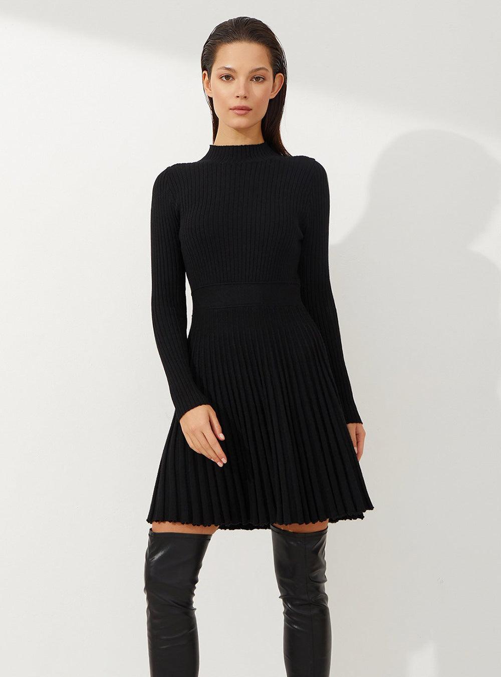 Half Turtleneck Knitted European And American Base Dress - WOMONA.COM