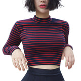 Classic Stripe Slim Short Bustier Crop Top - WOMONA.COM