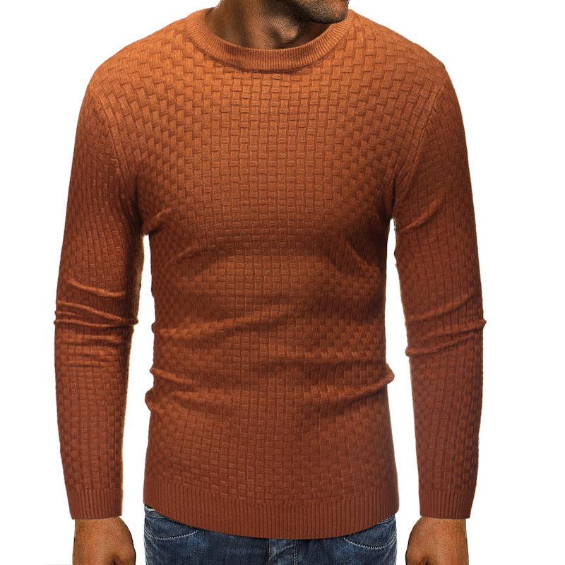 Fashion Plaid Pullover Crew Neck Sweater Knitwear - WOMONA.COM