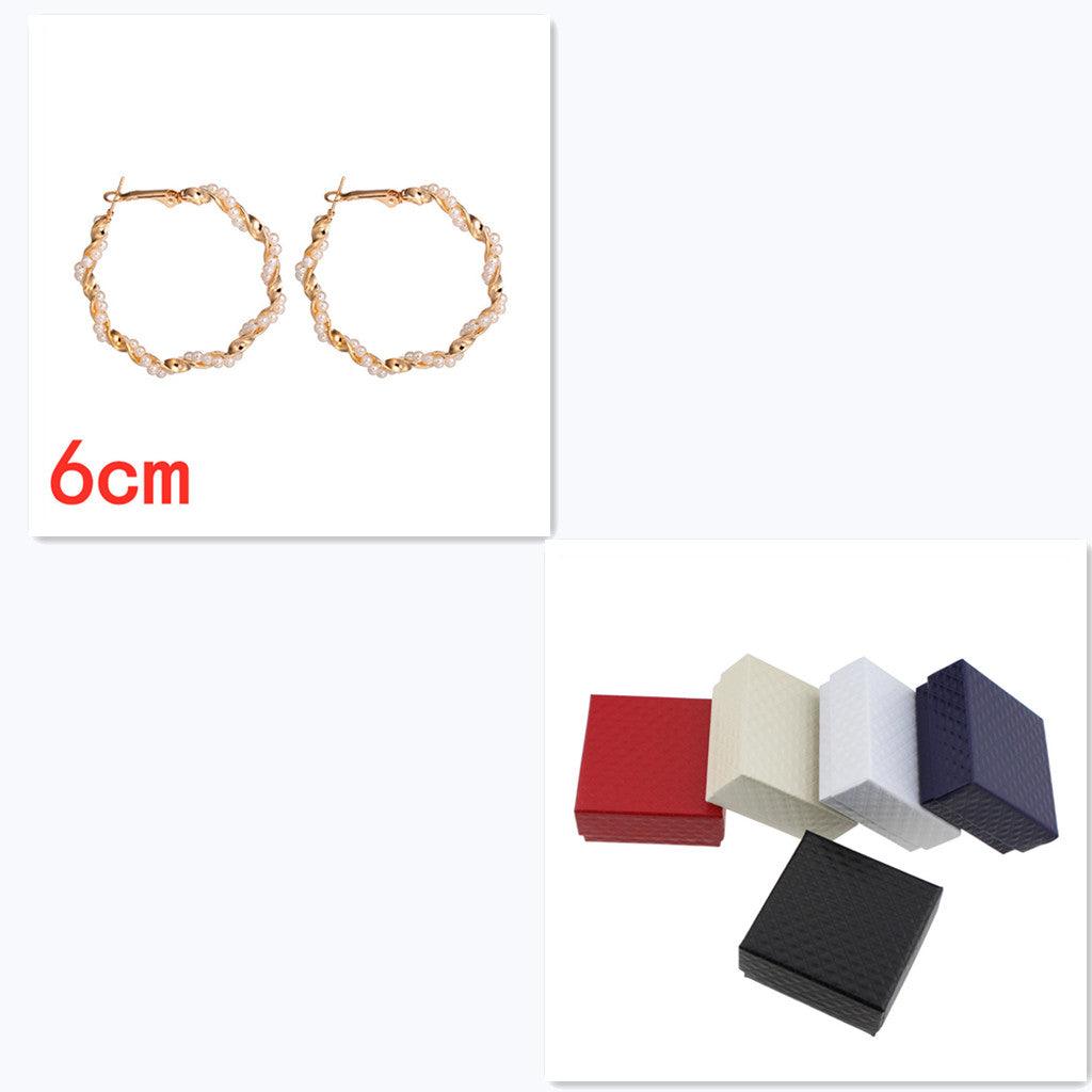 Metal Faux Pearl Earrings Set of Pairs
