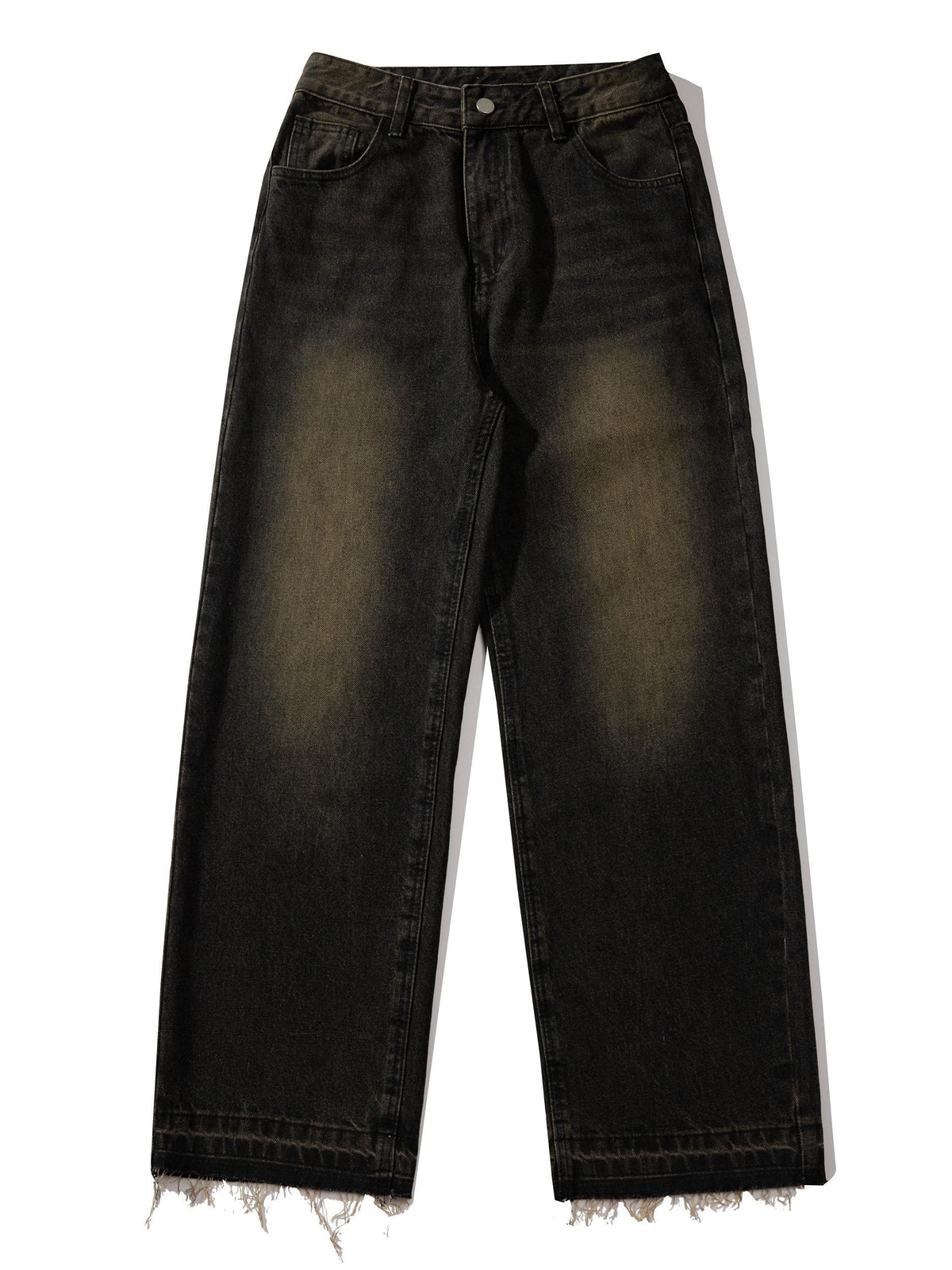 Men's American-style Retro Black Washed Jeans - WOMONA.COM