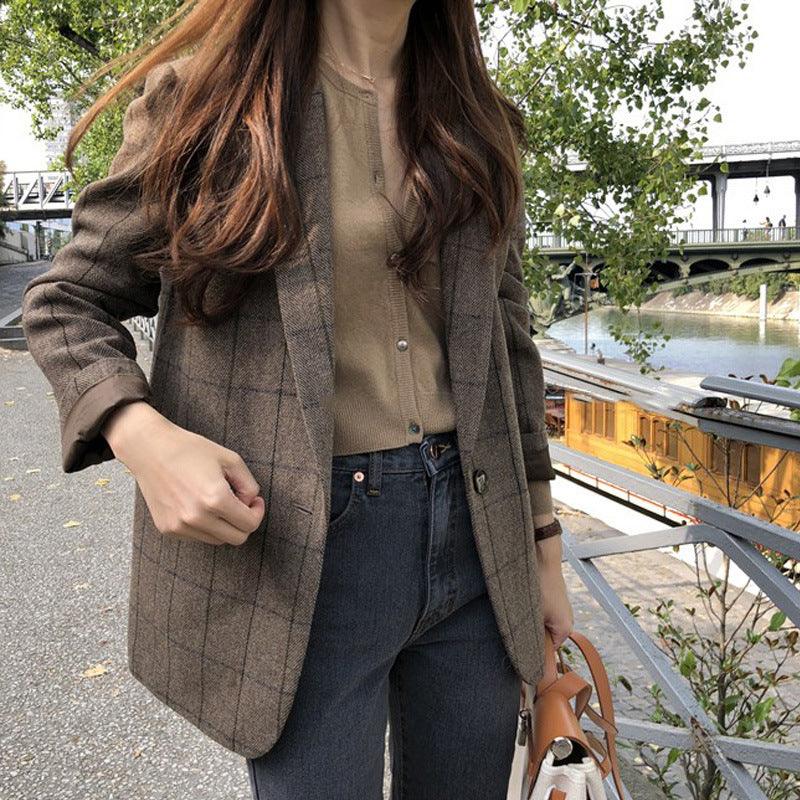 Slim Fit All-matching Long Sleeve Suit Women's Coat