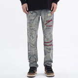 Ripped Vintage Jeans For Men Patch - WOMONA.COM