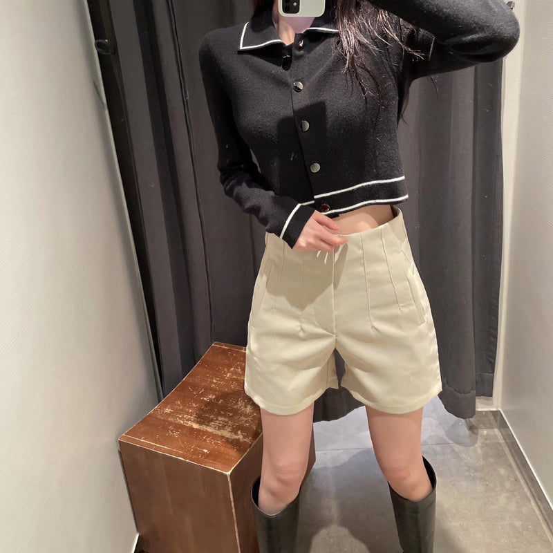 Temperament Simple High Waist Casual Shorts Women - WOMONA.COM