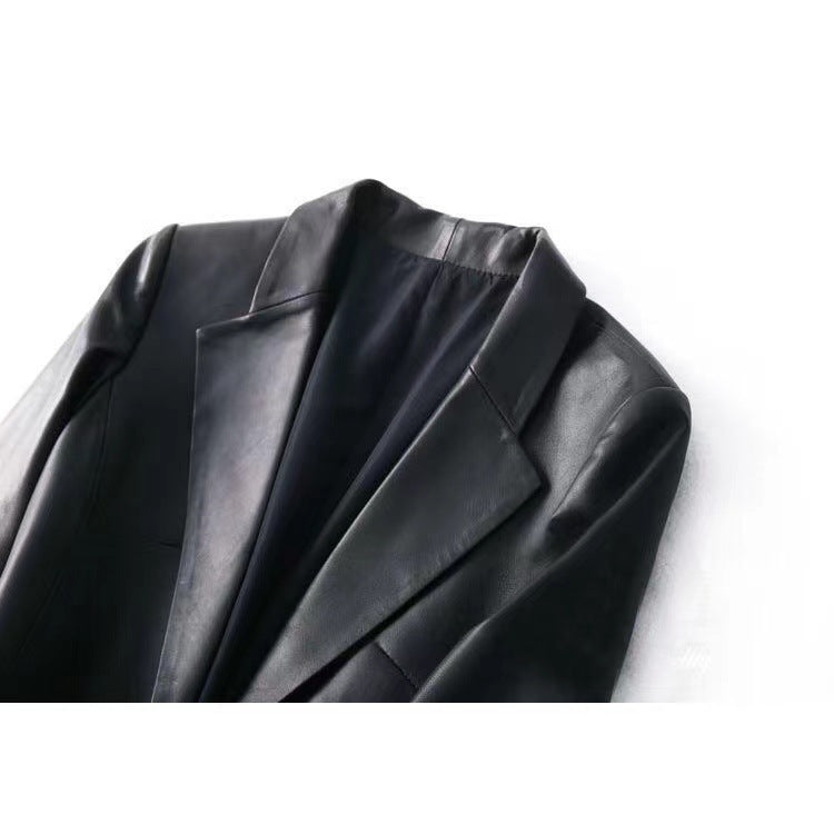 Slim Suit Collar Leather Little Jacket - WOMONA.COM