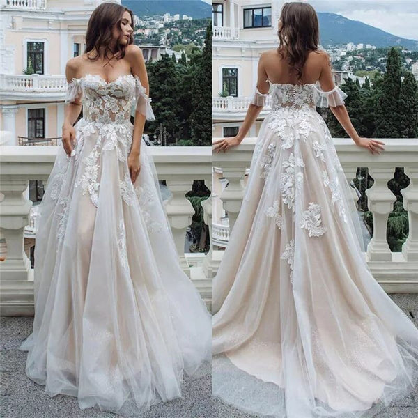 New Sexy Tube Top Lace Wedding Dress Plus Size - WOMONA.COM