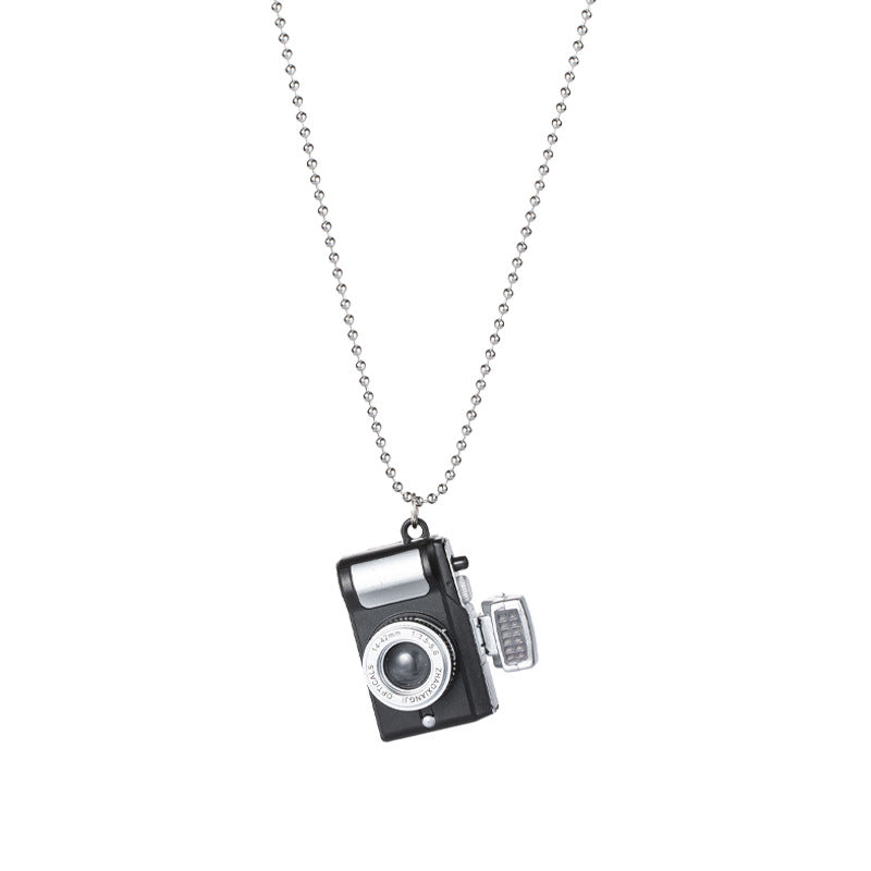 Luminous Small Camera Ball Titanium Steel Necklace Can Sound - WOMONA.COM