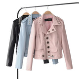 Ladies Fashion Hollow Pu Leather Jacket - WOMONA.COM