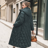 The Knee Hooded Winter Women's Down Jacket - WOMONA.COM