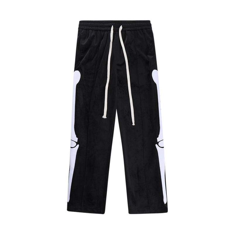 Skeleton Bone Patch Embroidered Casual Pants For Men - WOMONA.COM