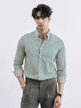 Camisa de negocios informal de estilo coreano con rayas verticales y estilo moderno de Pu Shuai para hombre