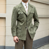 Suede Safari Jacket With Slim Fit - WOMONA.COM