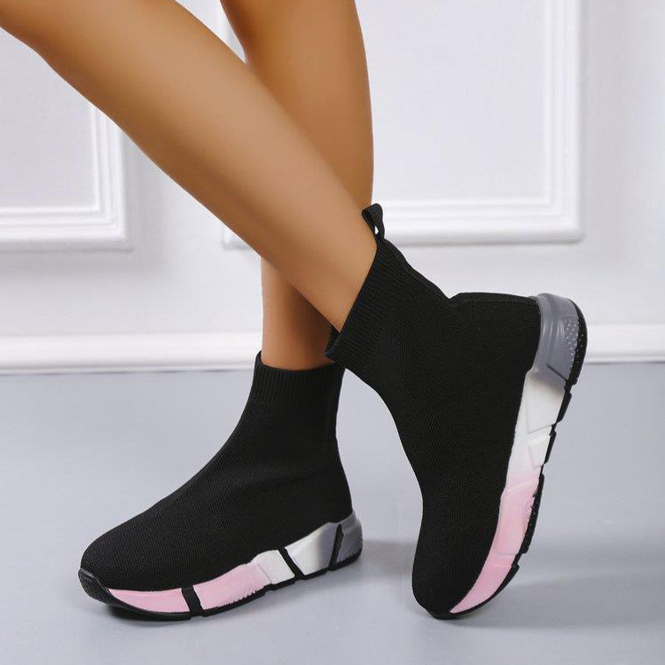 Iridescent Shoes Platform Black Ankle Boots For Women - WOMONA.COM