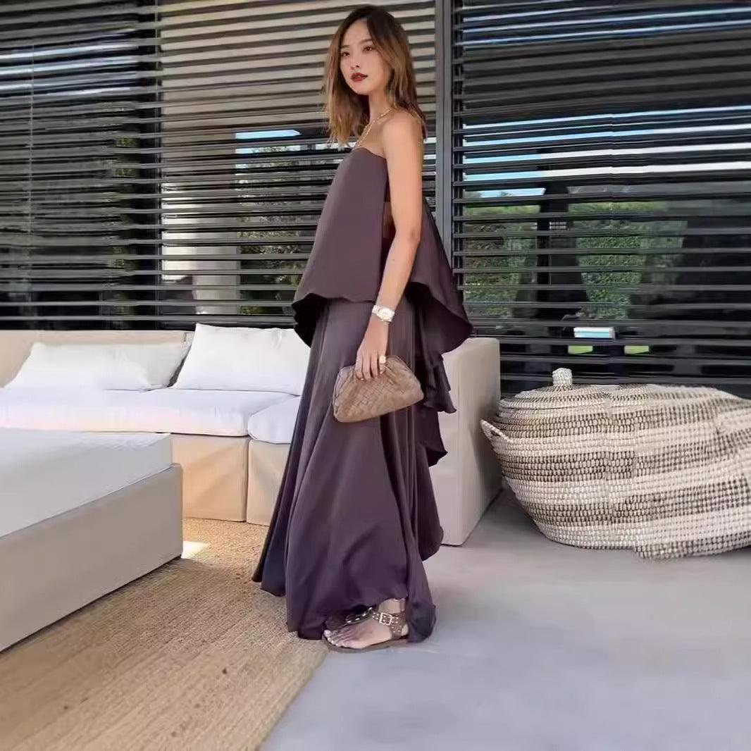 Purple Halter New Loose Sexy Dress - WOMONA.COM