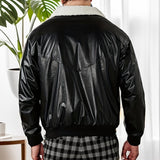 Men's Leather Coat Fleece-lined Thickened Casual