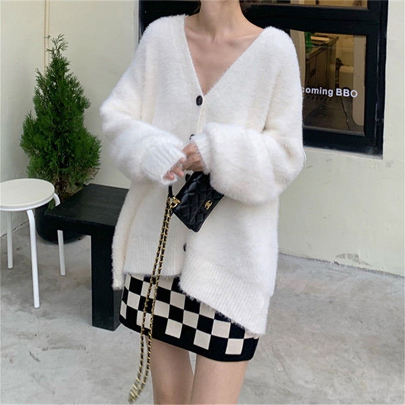 Korean Style Artificial Mink Fur Sweater Coat - WOMONA.COM