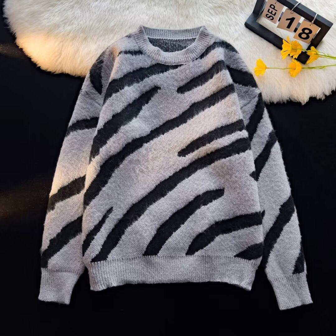 American Zebra Pattern Irregular Sweater - WOMONA.COM