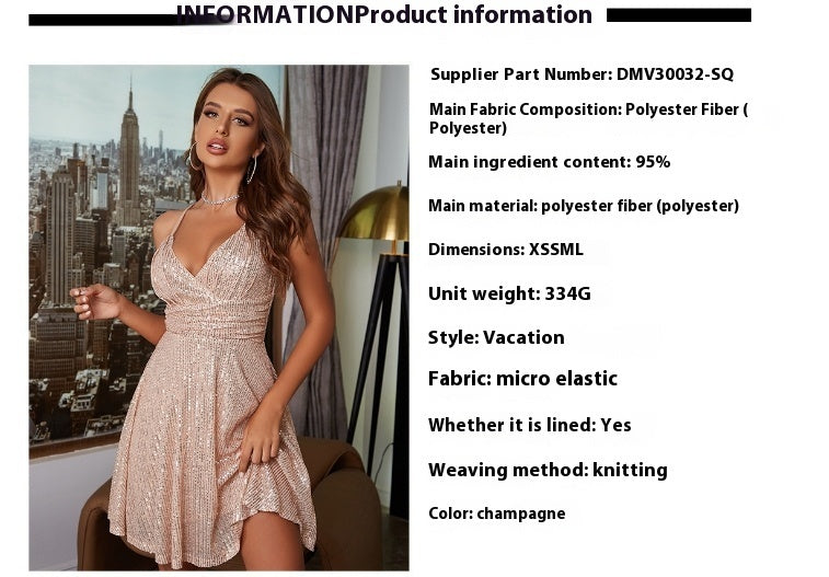 Autumn And Winter New Women's Sexy Gorgeous Sequined Dress